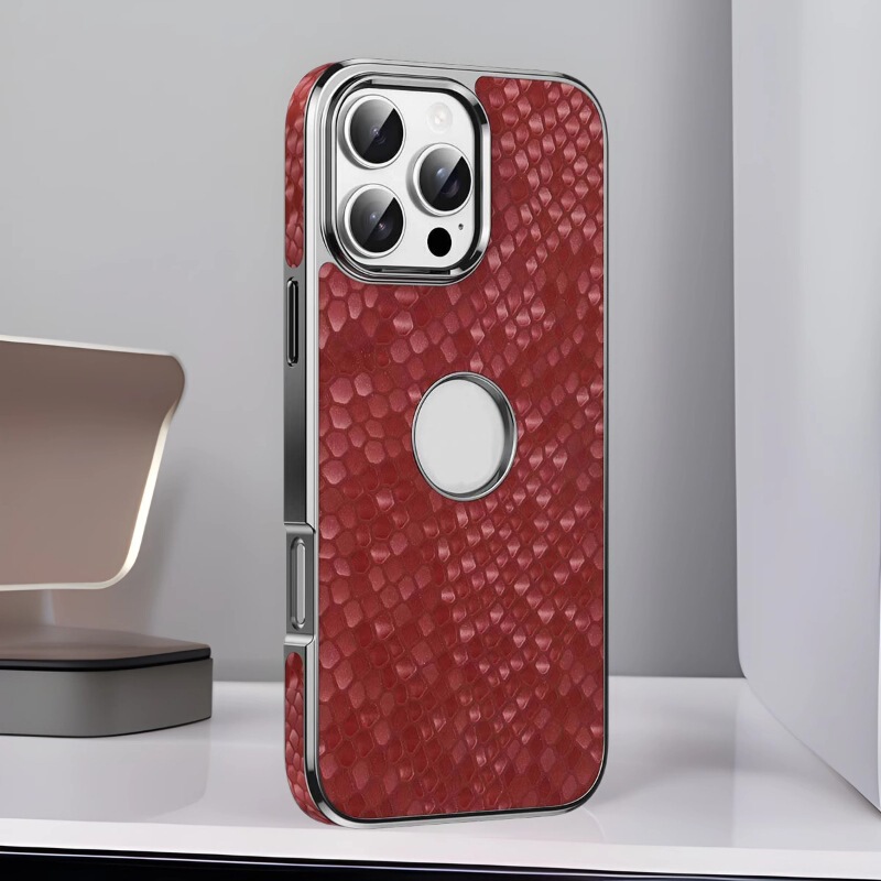 Suitable for Apple 16Pro Dragon Scale Leather Case iPhone 15 First Layer Cowhide Mobile Phone Case 14Max Electroplated Magnetic Suction Case Suitable for Apple 16Pro Dragon Scale Leather Case iPhone 15 First Layer Cowhide Mobile Phone Case 14Max Electroplated Magnetic Suction Case
