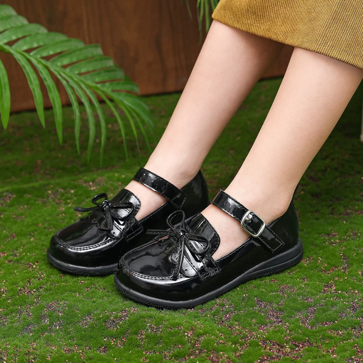 Трансграничная черная кожаная обувь для девочек в стиле кампуса