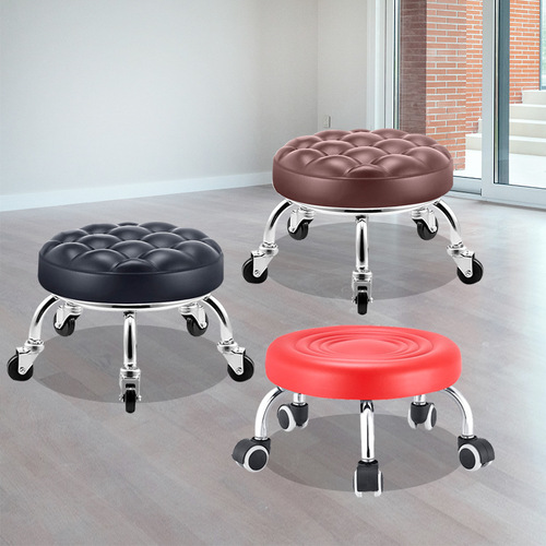 Home Skating Low Step Stool for Children Learning to Walk, Movable Beauty Stool with Wheels for Adults, Round Stool for Wholesale, Bench