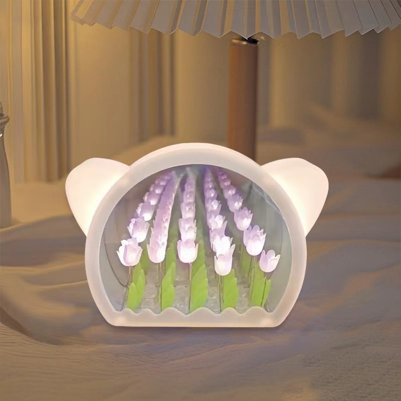 Handmade diy bear flower sea night light [purple]