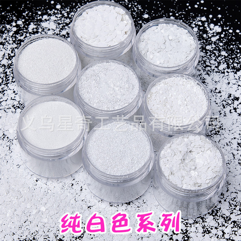White Glitter Powder Pure White Series Art Paint Diatom Mud Filling Decorative Material Handmade Nail Art Sparkling Powder