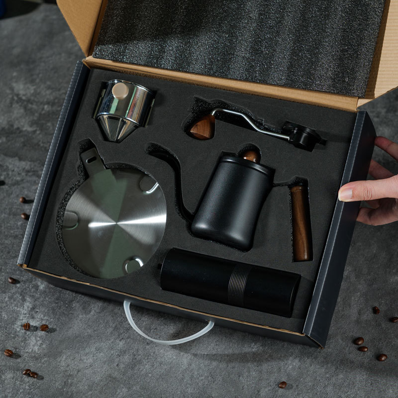 Traje de café de mano portátil al aire libre cafetera caja de regalo núcleo de acero molinillo de grano de café combinación mano molienda traje de camping