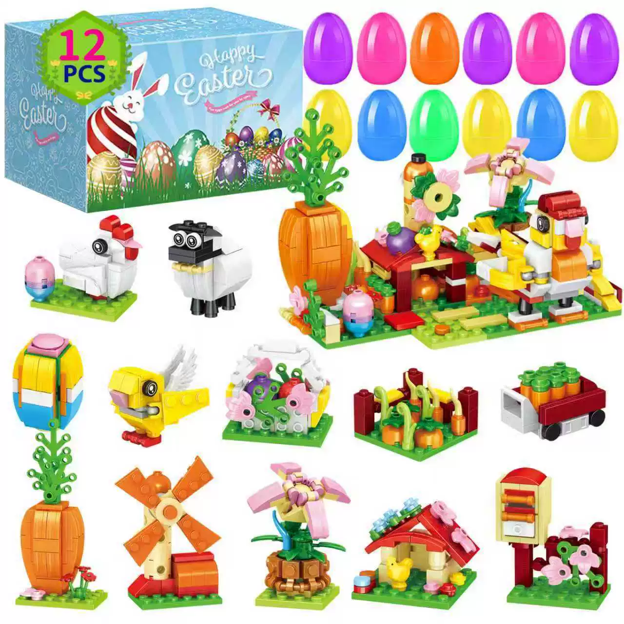 2024 Amazon Пасха Пасха DIY Сделай сам Коробка для щипков Распечатанная открывающаяся коробка-лотерейка в форме яичной скорлупы