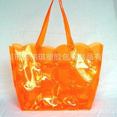 PVC购物袋ins加厚PVC高品质礼品广告促销袋透明大容量环保袋批发