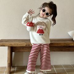 女童套裝秋冬裝新款洋氣兒童裝小女孩毛衣針織衫女寶寶卡通兩件套
