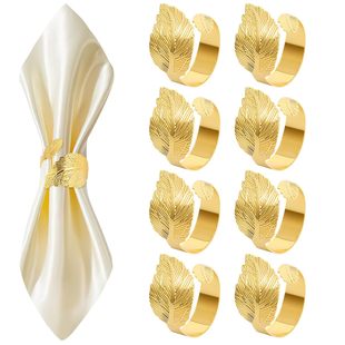Cross-border Hot-selling Table Large Leaf Napkin Ring Napkin Ring Napkin Mouth Cloth Ring Wedding Holiday Family Banquet Table Setting