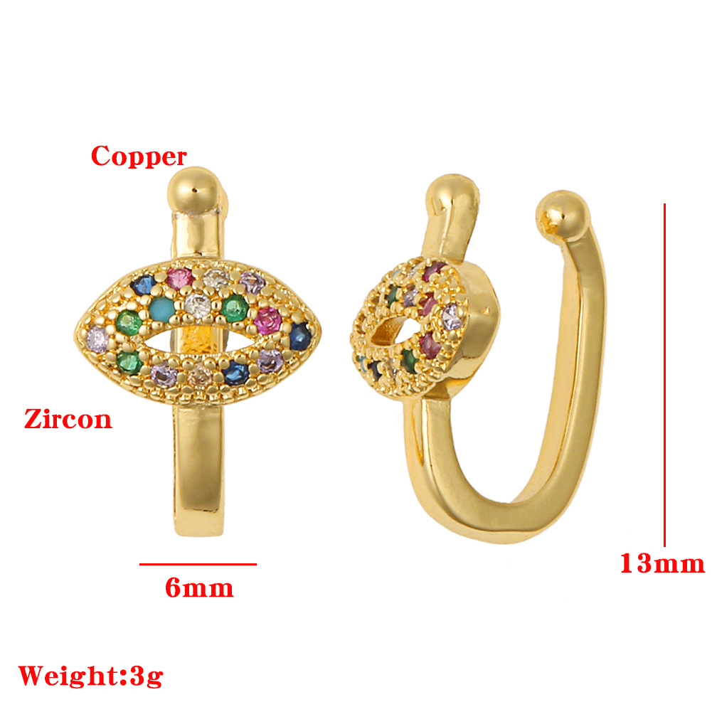 Clip D&#39;oreille En Zircon De Couleur Micro-incrusté De Couleur Cuivre Fashion Eye display picture 20