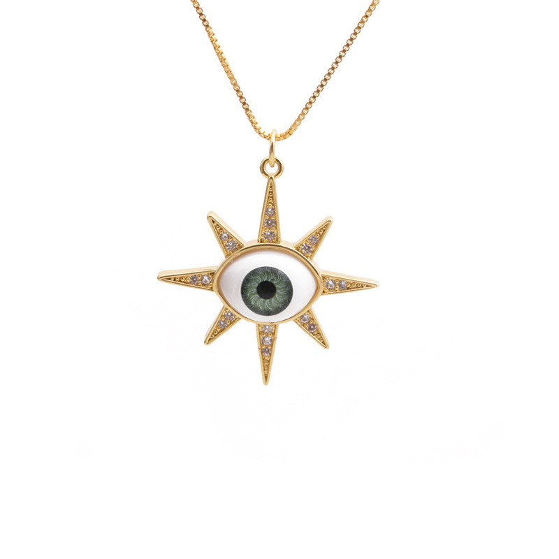 Oil Dripping Evil Eye Pendant Neck Accessories Copper Zircon Devil Eye Necklace DIY Religious Orname
