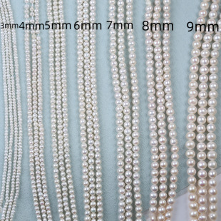 Freshwater Cultured Pearl String White Near Round Pearl Natural Freshwater Pearl Edison Round Bead String DIY Pearl Material