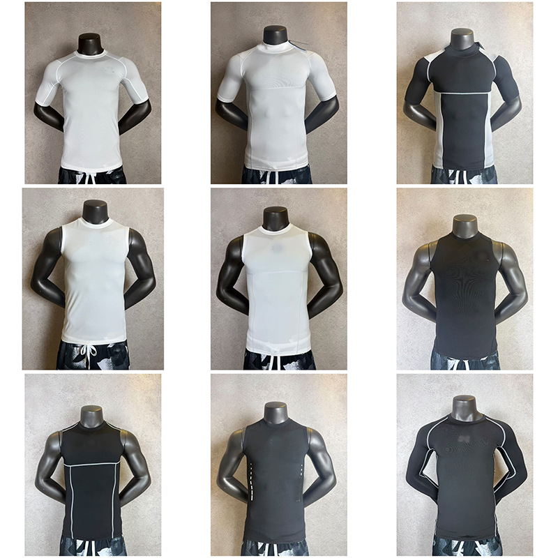 Trendy ice silk tight-fitting clothing for men and women, suitable for fitness, yoga, quick-drying, high-elasticity, breathable, sports, running, round-neck with logo, wholesale
