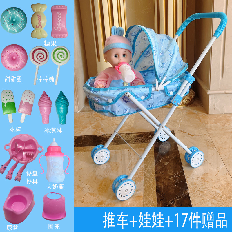 Cochecito de hierro para niños Juguetes Bebés Bebés Bebés Bebés Orinando con Muñecas Carrito de compras para bebés Niños y niñas