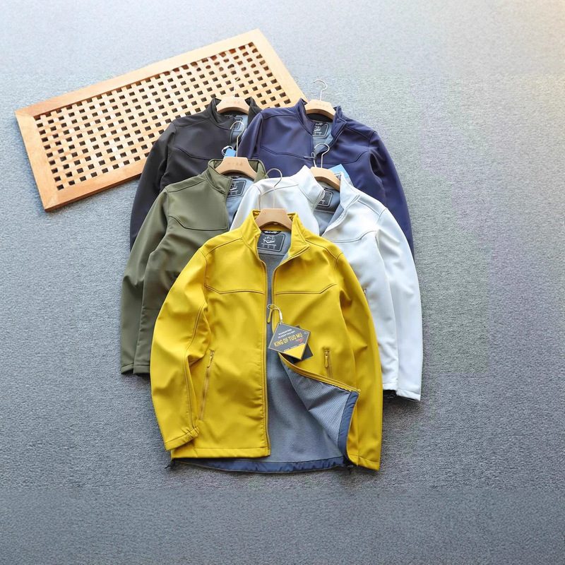 Us Order! Outdoor Stand-Up Collar Soft Shell Fleece-Lined Jacket Windproof and Water-Repellent Stereo Tailoring Men's Spring, Autumn and Winter Jacket