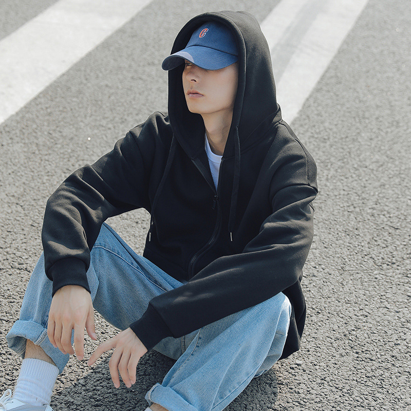 Spot Spring New Men's and Women's Couple's Casual Sports Hooded Zipper Big Tray Sweater Blank Jacket