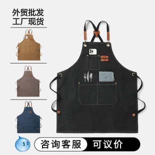 Thickened canvas apron printing logo coffee nail shop overalls Amazon cross-border export apron apron waist