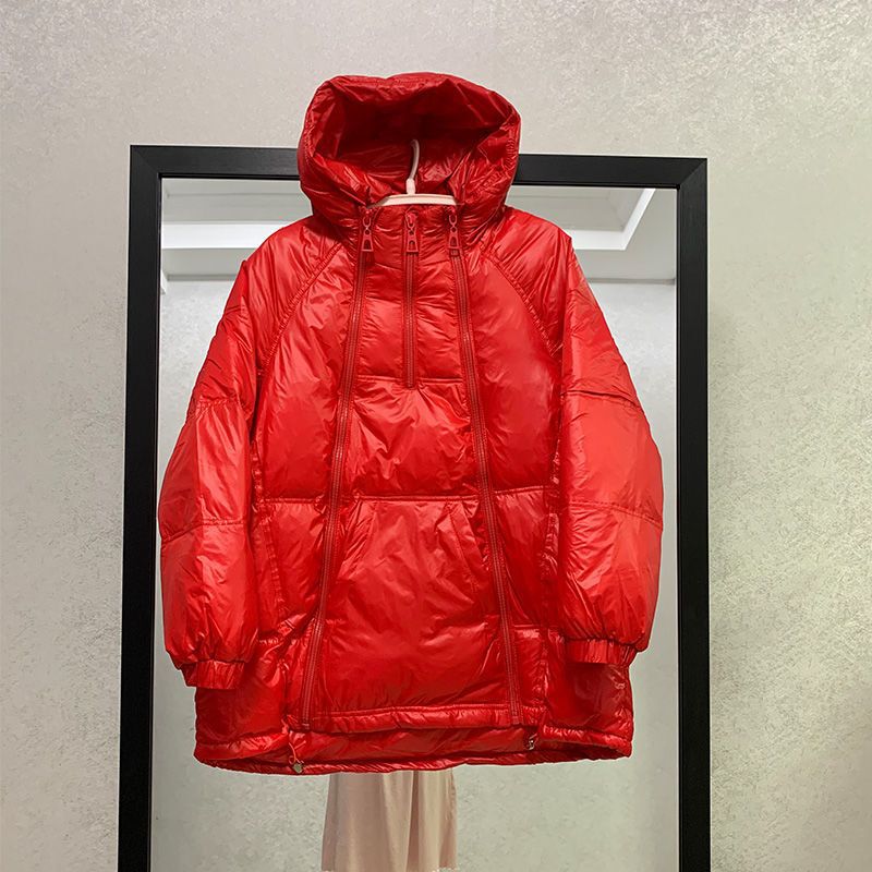 Winter New Plus-Size Women's down Jacket for Pregnant Moms, Casual Loose Red Sweatshirt, Plus-Size Women's Non-Pilling down Coat
