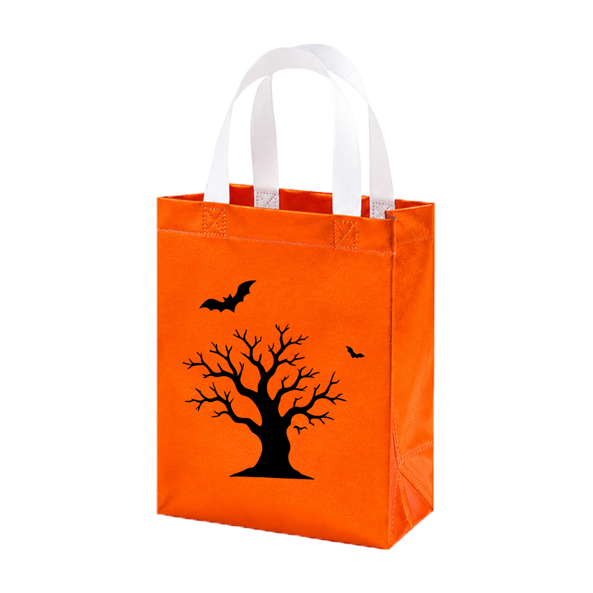 Bolsas de regalo de Halloween al por mayor ecológicas no tejidas bolsas de compras impresas fantasmas naranjas bolsas de azúcar para niños