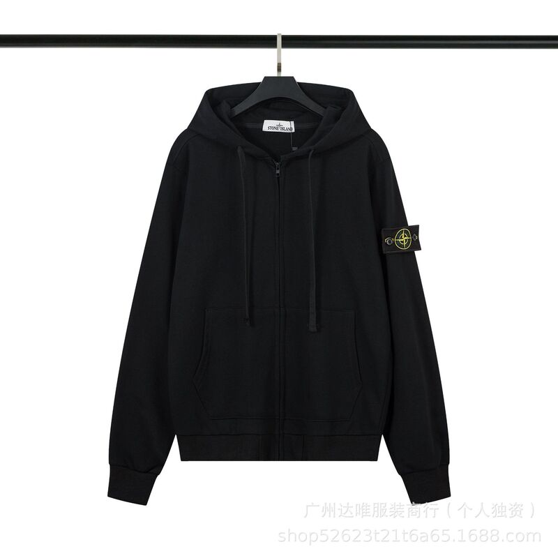 STONE20SS ストーン アメリカンスタイル ハイストリート バッジ付きジッパーカーディガン スウェットシャツ メンズ カップル向け アウター アイランドファッションブランドデザイン|undefined