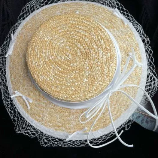 Невеста французская шляпа с бантом сетка соломенная шляпа свадебные головные уборы