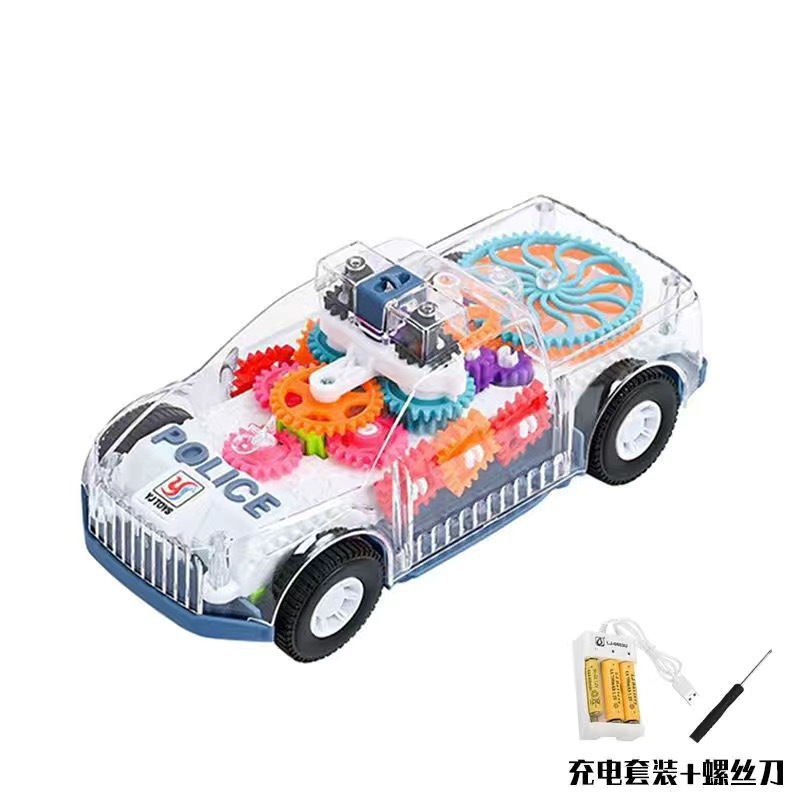 Coche de policía con engranaje de batería (batería de carga + cargador + tornillo)