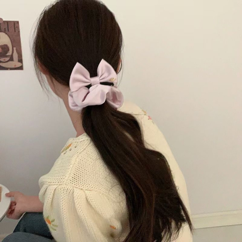 Piccolo fiocco ~ Fascia per capelli in raso di alta qualità con intestino crasso, accessori per capelli da donna, semplice ed elegante, corda per capelli con pallina francese_voghion.com