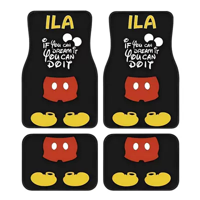 Floor Mats, Four-Piece Set, Stain-Resistant, Avtomobil döşəmə paspasları - cartoon-car-floor-mats-8-3344cm-crystal-velvet-two-piece-set