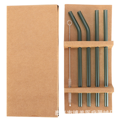 【博美】厂家玻璃吸管彩色吸管 8*1.5*200  耐高温组合套装2直2弯