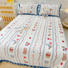 牛奶绒床盖冬季保暖珊瑚法兰绒榻榻米防滑花边加厚床单三件套炕单