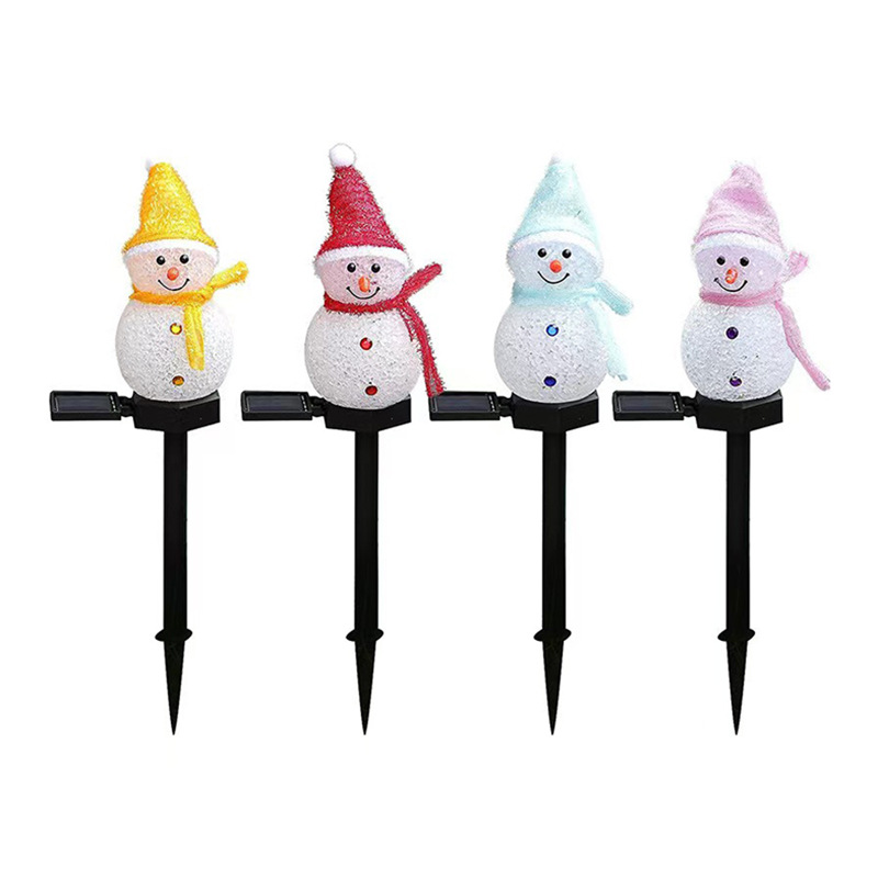 Lámpara de atmósfera de Navidad granos de arroz muñeco de nieve césped jardín al aire libre patio decoración de luces de muñeco de nieve