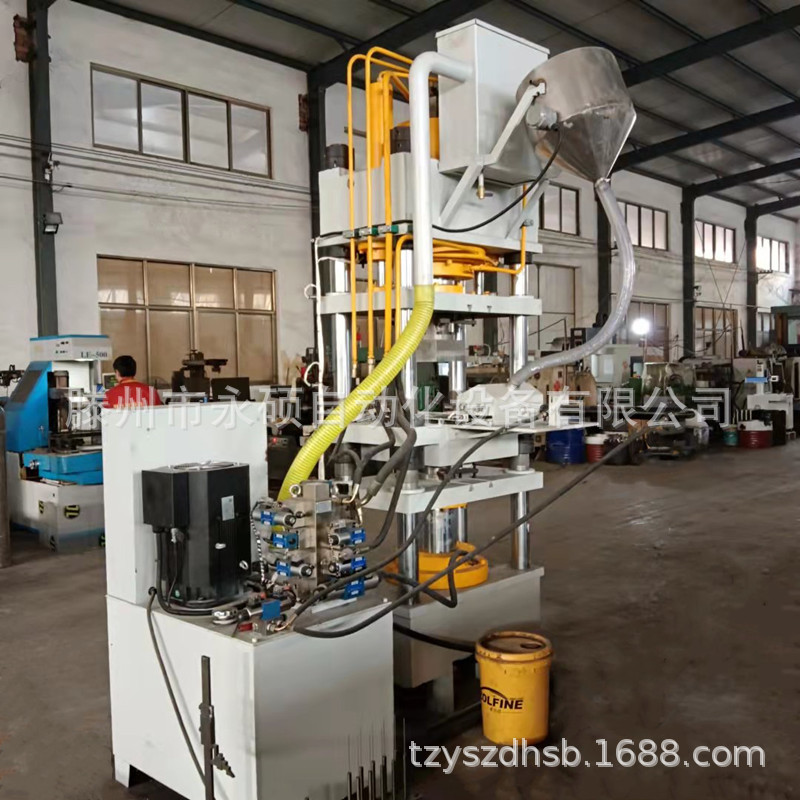 a双向加压受力均匀打磨砂轮快速成型机 全自动粉末四柱液压机