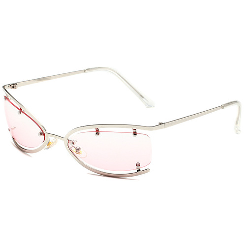  Personalized Metal Cat Eye Sunglasses for Women Personalized Y2K Future Technology Style Sunglasses for Men Half Frame Sunglasses Trend