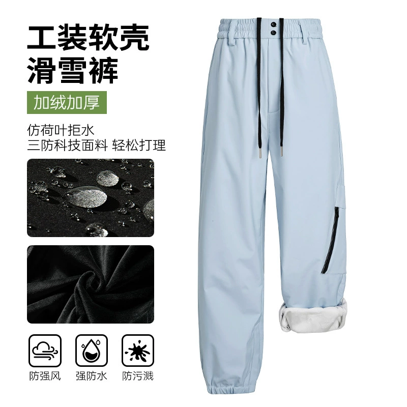 Новые зимние софтшелл-штаны, лыжные штаны, парные модели, утепленные флисом и утолщенные сноубордические штаны, унисекс, водонепроницаемые и ветрозащитные походные штаны