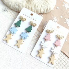 圣诞节亚克力仿软陶烤漆亚克力圣诞树雪花姜饼人欧美跨境耳环耳饰