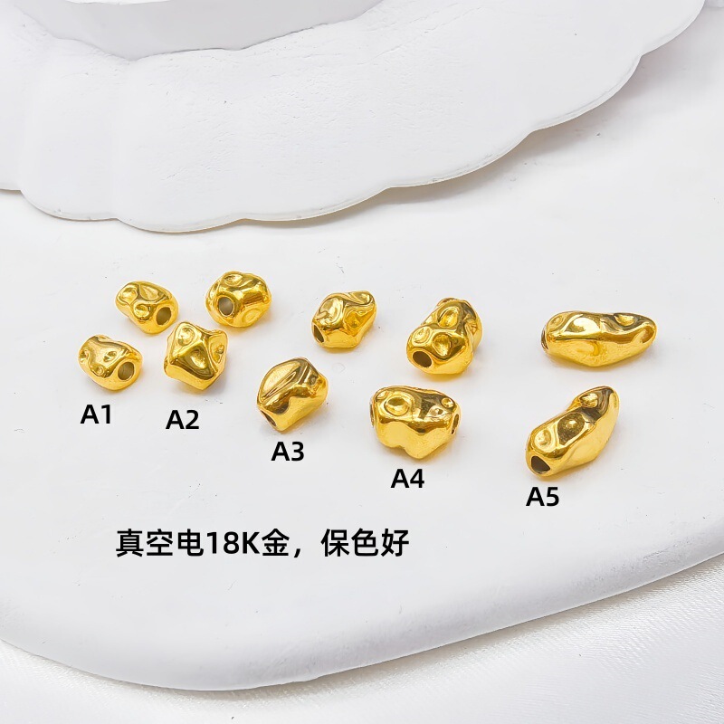 チタン鋼バロックスペーサービーズ 18K リアルゴールド手作り DIY パールブレスレットネックレスアクセサリー特殊形状ビーズ非標準砂利|undefined