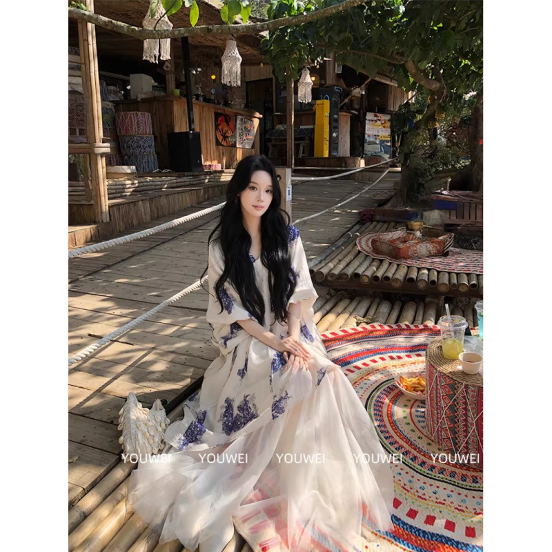 Early Spring Beautiful Dress for Women 2026 New Style Early Summer Long-Sleeved New Chinese Style Patchwork Long Skirt