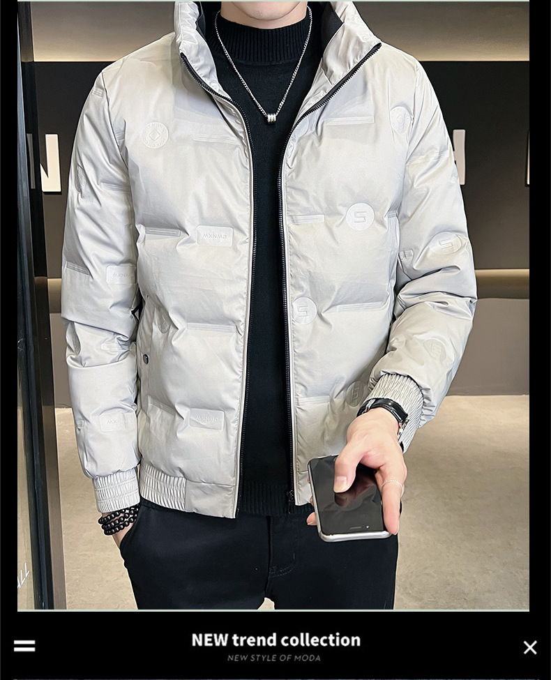 Piumino Giacca da uomo Autunno e inverno Giacca in cotone da uomo di tendenza con colletto in piedi casual di nuova moda_voghion.com