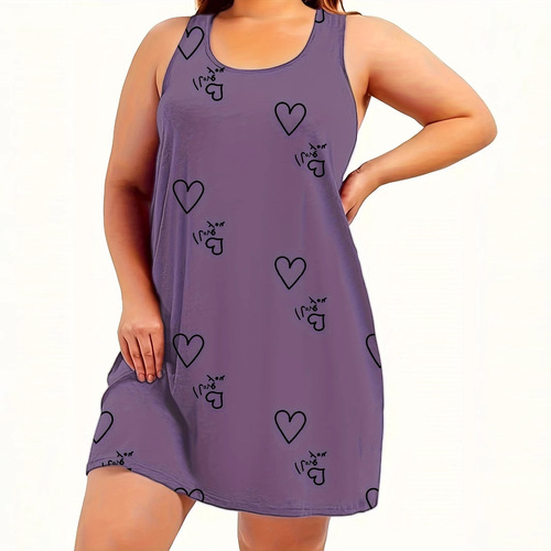 Summer 2025 Exclusive Large Size Women's Multicolor Print Crew Neck Backless Dress