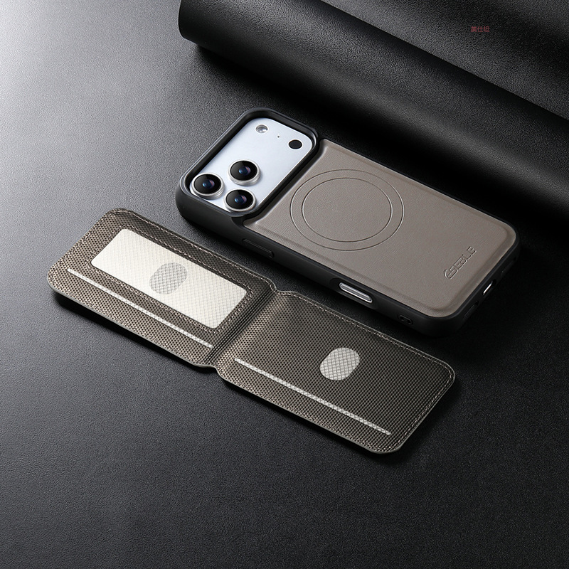 Ốp lưng iPhone da PU cao cấp có khe thẻ từ tính chống sốc — 【Bìa đen kèm đế từ】, 【Bìa xám kèm đế từ】, 【Bìa trắng kèm xanh】, 【Bìa trắng kèm tím】 chi tiết 15