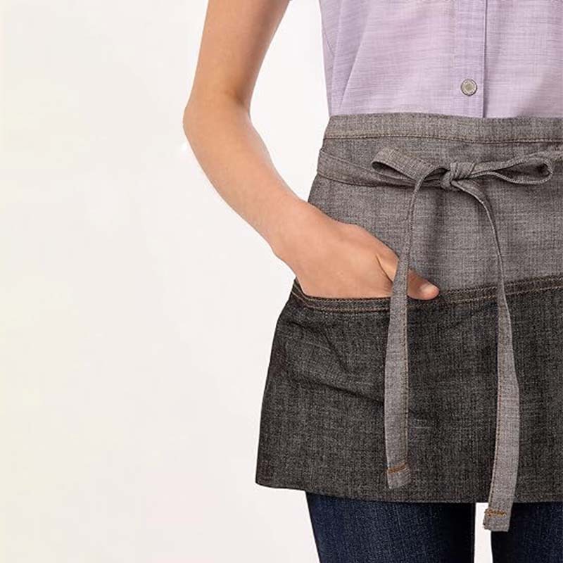 Transfronterizos algodón vaquero delantal rayas de contraste corto barista ropa de trabajo delantal de cocina doméstica al por mayor