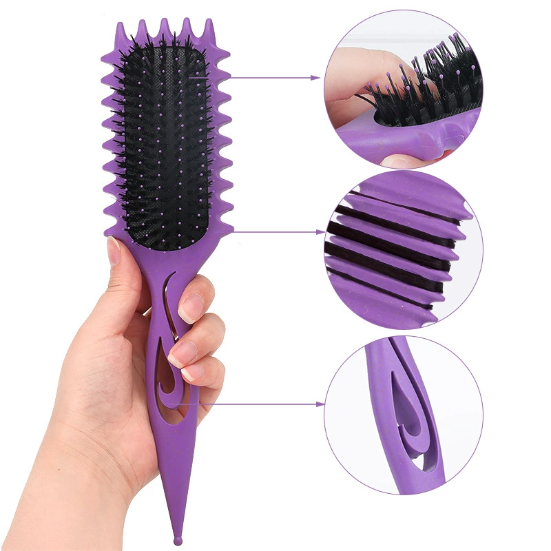 Massage Bounce Curl Comb, Wheat Straw Paddle Brush, Detangling & Styling, Multi-color