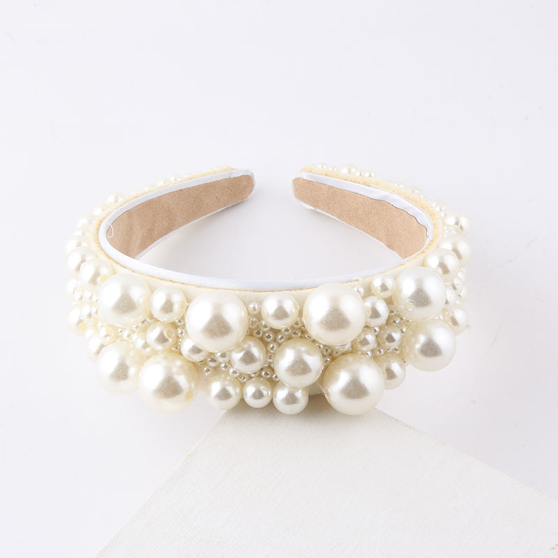 1 Piece Quantity Wedding Occasion Baroque Style Solid Color Cloth Inlay Pearl Hair Band 1 Piece