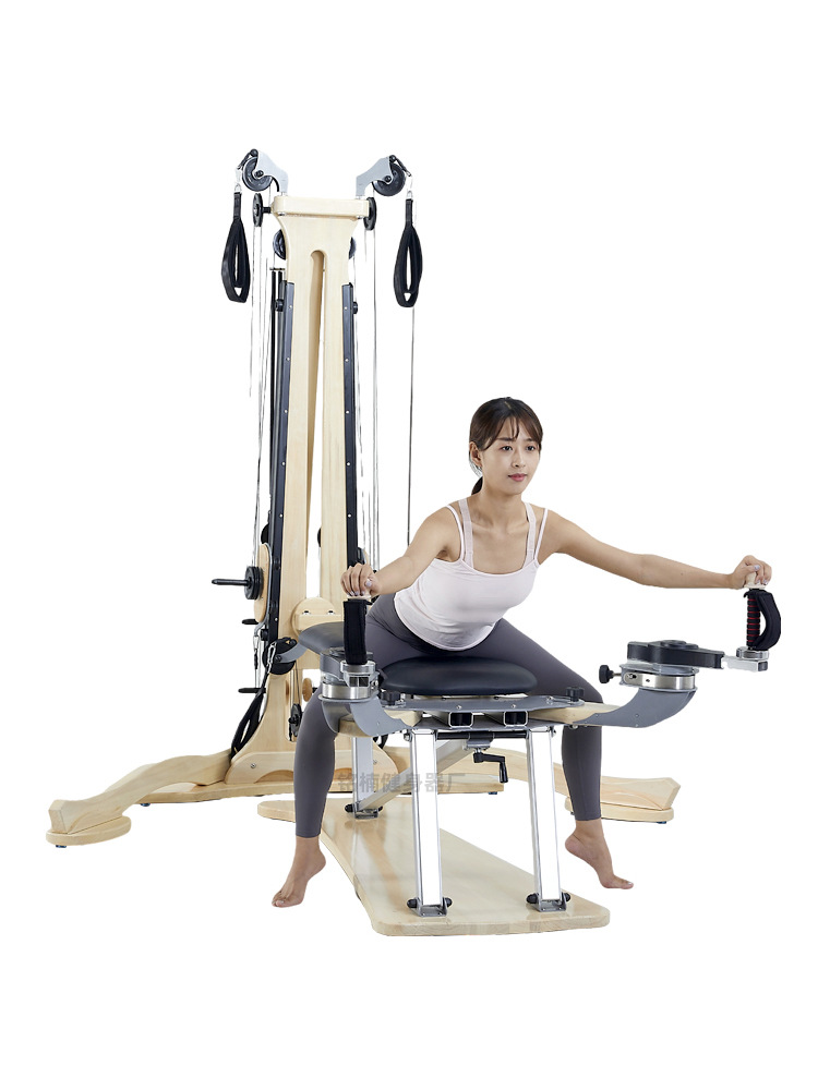 Suministro directo de fábrica Pilates Zen, equipo blando, equipo grande, equipo grande de yoga, torre de polea de madera maciza de arce blanco, silla giratoria