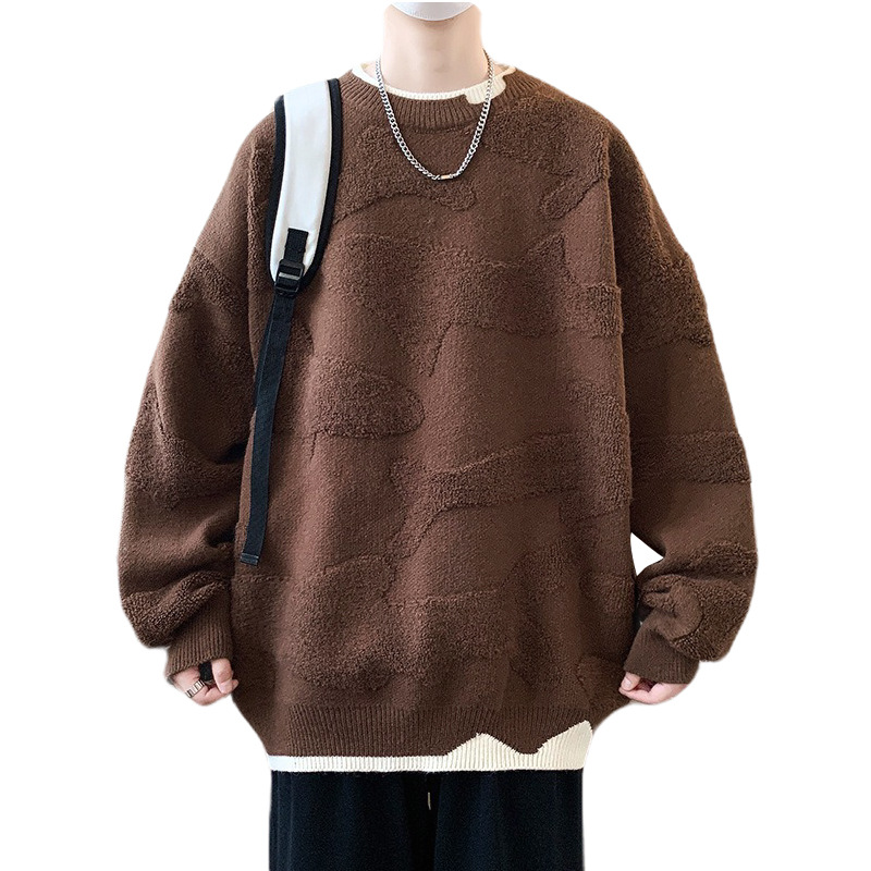 Explosiones transfronterizas de tamaño grande falso de dos piezas de camisetas de punto suéter toallas de hombre bordadas tridimensionales de otoño y invierno fábrica de chaqueta al por mayor