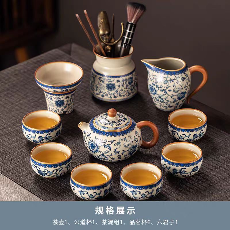 Alta calidad Nuevo 2024 nuevo arroz verde huangru horno kung fu conjunto de té doméstico ligero de lujo de alta calidad cerámica china tetera taza de té