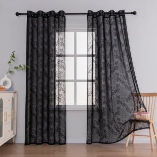 Jacquard transparent curtain screen black beige white European and American curtain cross-border American Amazon AliExpress curtain