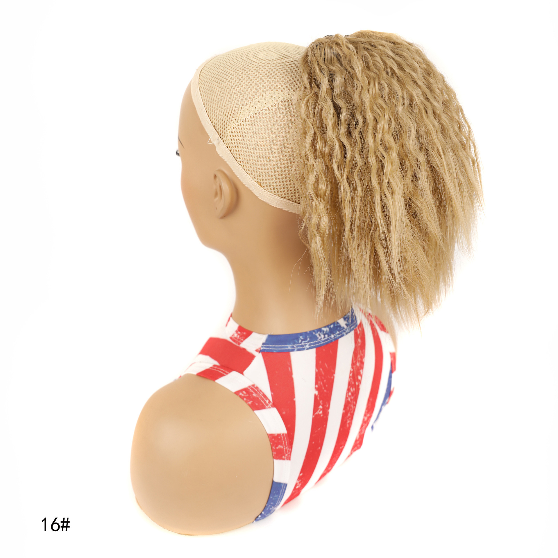 Wig ponytail, short fluffy corn perm wig ponytail, African women's drawstring short ponytail wholesale_voghion.com