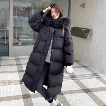 2025新款大码胖妹妹250斤加肥加大长款过膝貉子毛领加厚羽绒服231