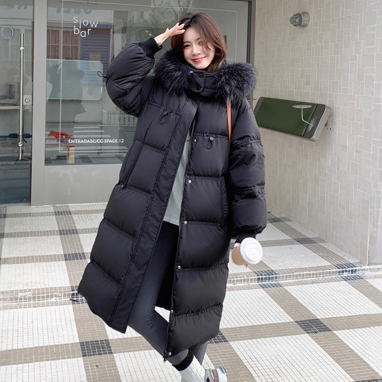 2025新款大码胖妹妹250斤加肥加大长款过膝貉子毛领加厚羽绒服231
