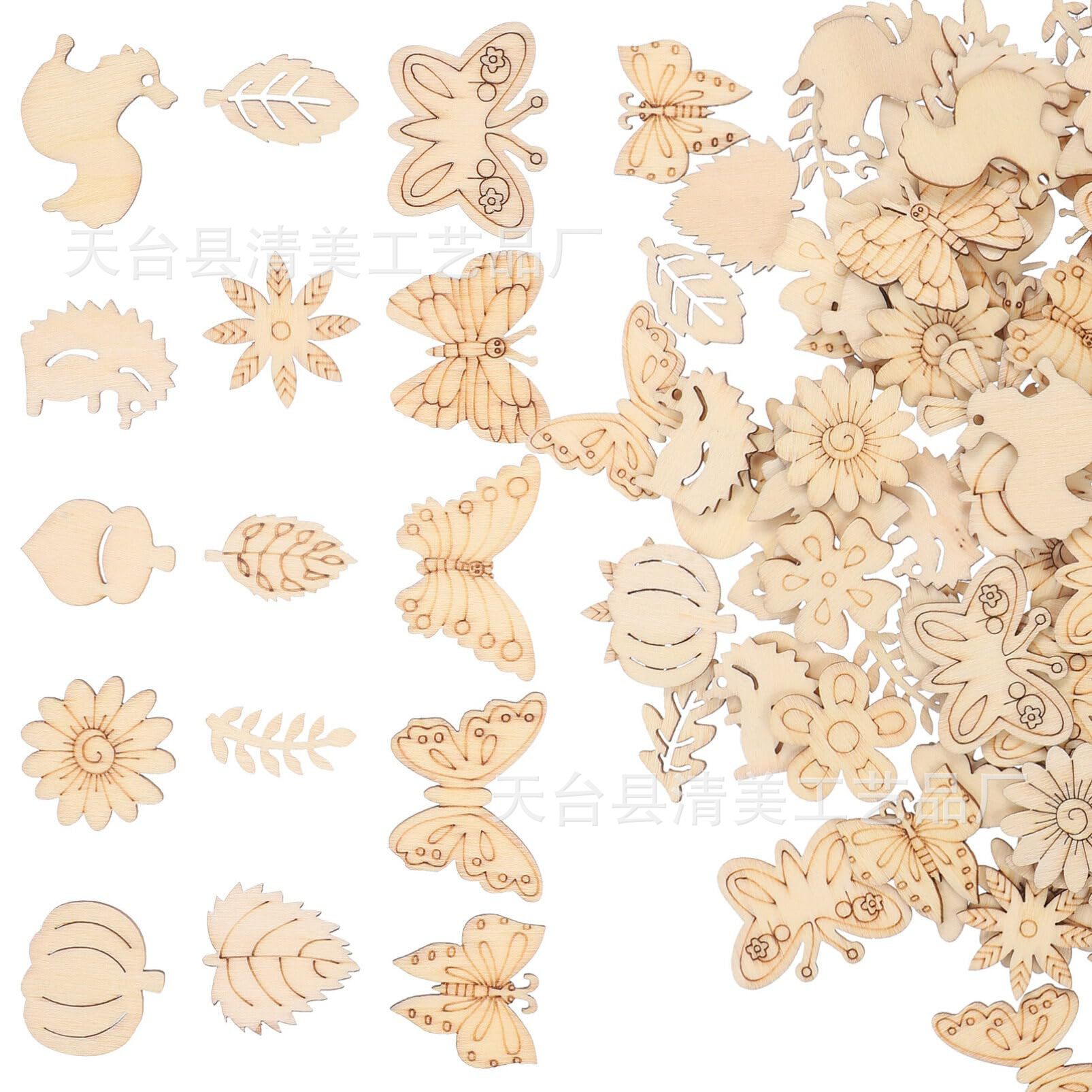 3cm fiesta de Navidad adornos de madera en blanco astillas de madera en bruto sin terminar decoraciones de madera