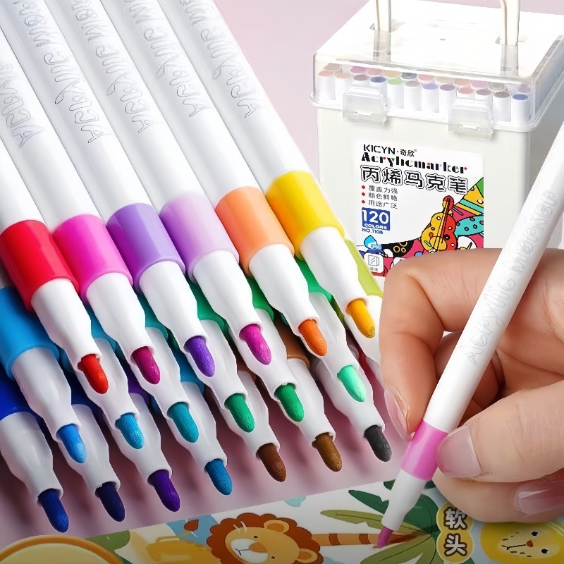 Marcador de acrílico pintado de arte infantil pintado de graffiti color opaco pincel de color plegable acuarela marcador