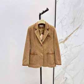 深圳南油25春夏款时尚气质字母贴布刺绣拼皮镶边翻领牛仔西装外套